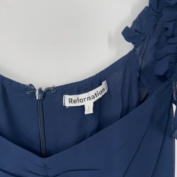 Reformation Butterfly Navy Maxi Dress Size 0 B1818 - Picture 4 of 6